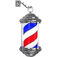 Frisörstolpeljus LED Barber Shop Stolpe Frisörstolpesalong Ljus Frisörstolpe Vattentät Roating Och Belysning Röd Vit Blå LED Frisörsalong Skylt Vägglampa