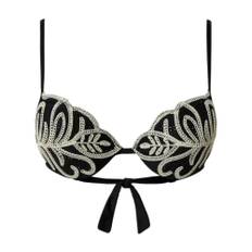 Twinset, Badkläder, Dam, M, Svart Hav Broderad Push-up Baddräkt