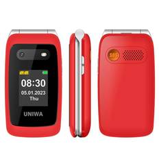 UNIWA V202T 1,77-tums 4G Ultra Long Standby Dual-SIM-telefon FM SOS Ficklampa hopfällbar telefon Röd