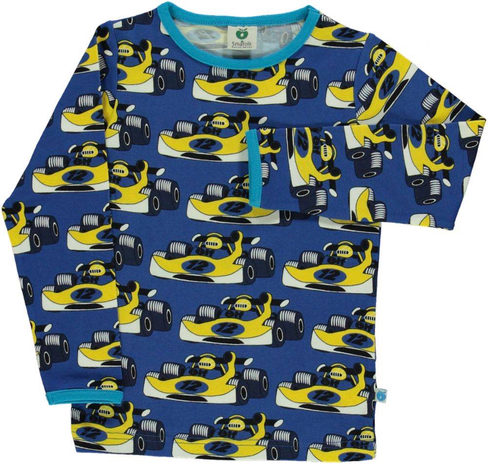 Langærmet bluse med racerbiler - Blue / 80 cm