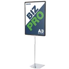 Biz Pro sort skilteholder med krom metalfod - A3