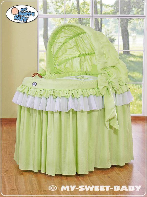 Wicker Moses basket with foldable hood - Little Princess green