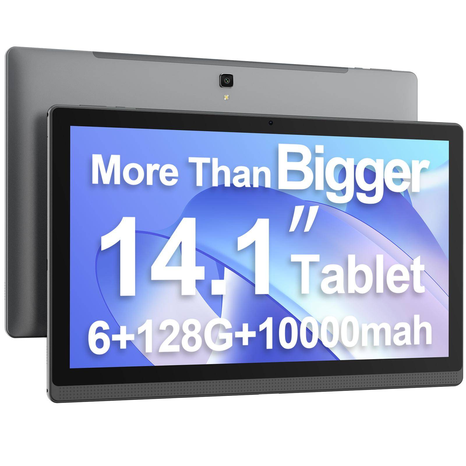 MESWAO B1 14.1 Tablet, 14.1 tum 1920*1080 IPS-skärm, MTK6769 8 kärnor, 6GB RAM 128GB ROM, Android 13, 13MP+5MP Kamera, 10000mAh Batteri grå