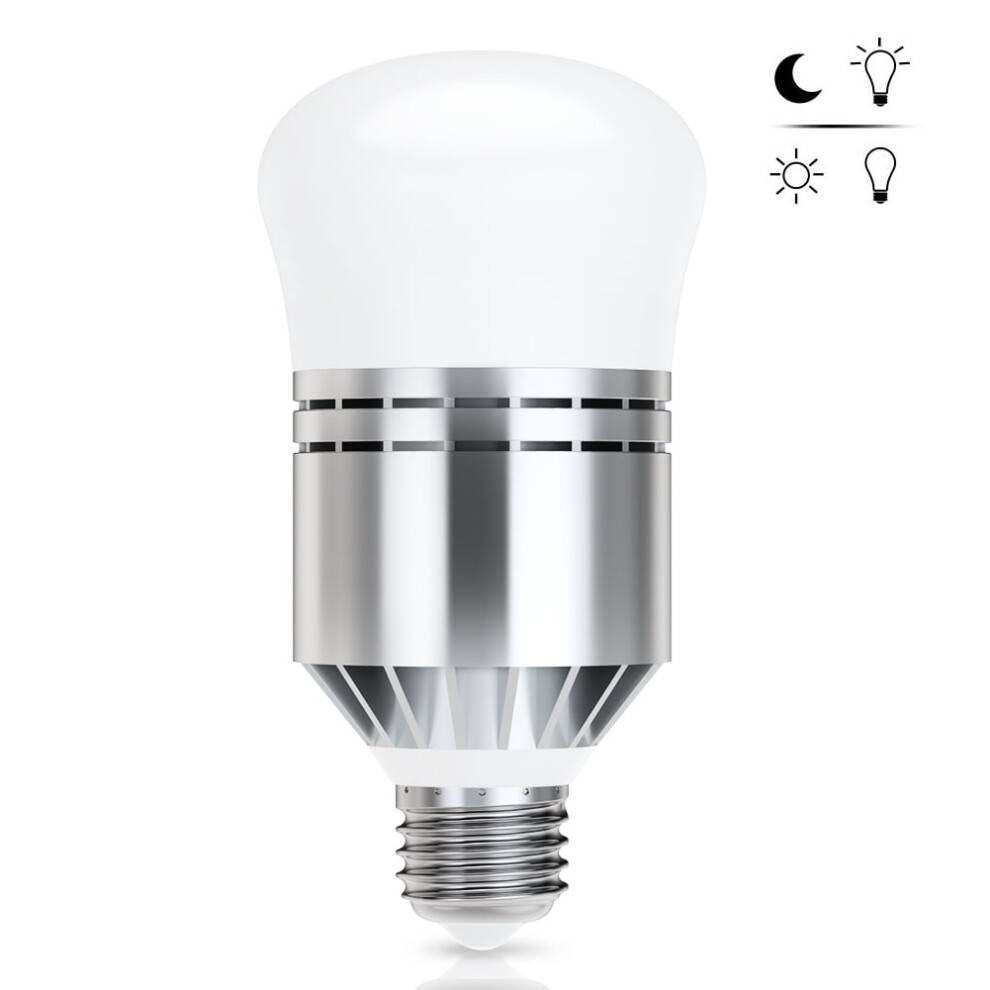 HURRISE Dusk to Dawn LED-pærer, 12W smart sensorpære E26/27, automatisk tænd/sluk med fotosensor, 6000K kold hvid, kompatibel med