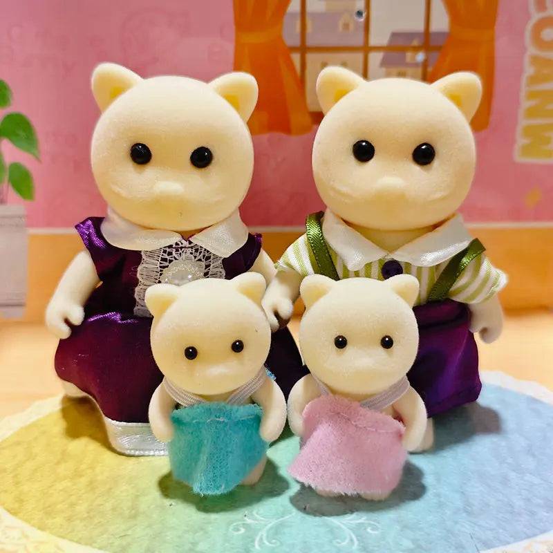 Forest Family Reindeer Rabbit Panda Animal Simulation Dollhouse Furniture Toy Set - Mi Cat Family