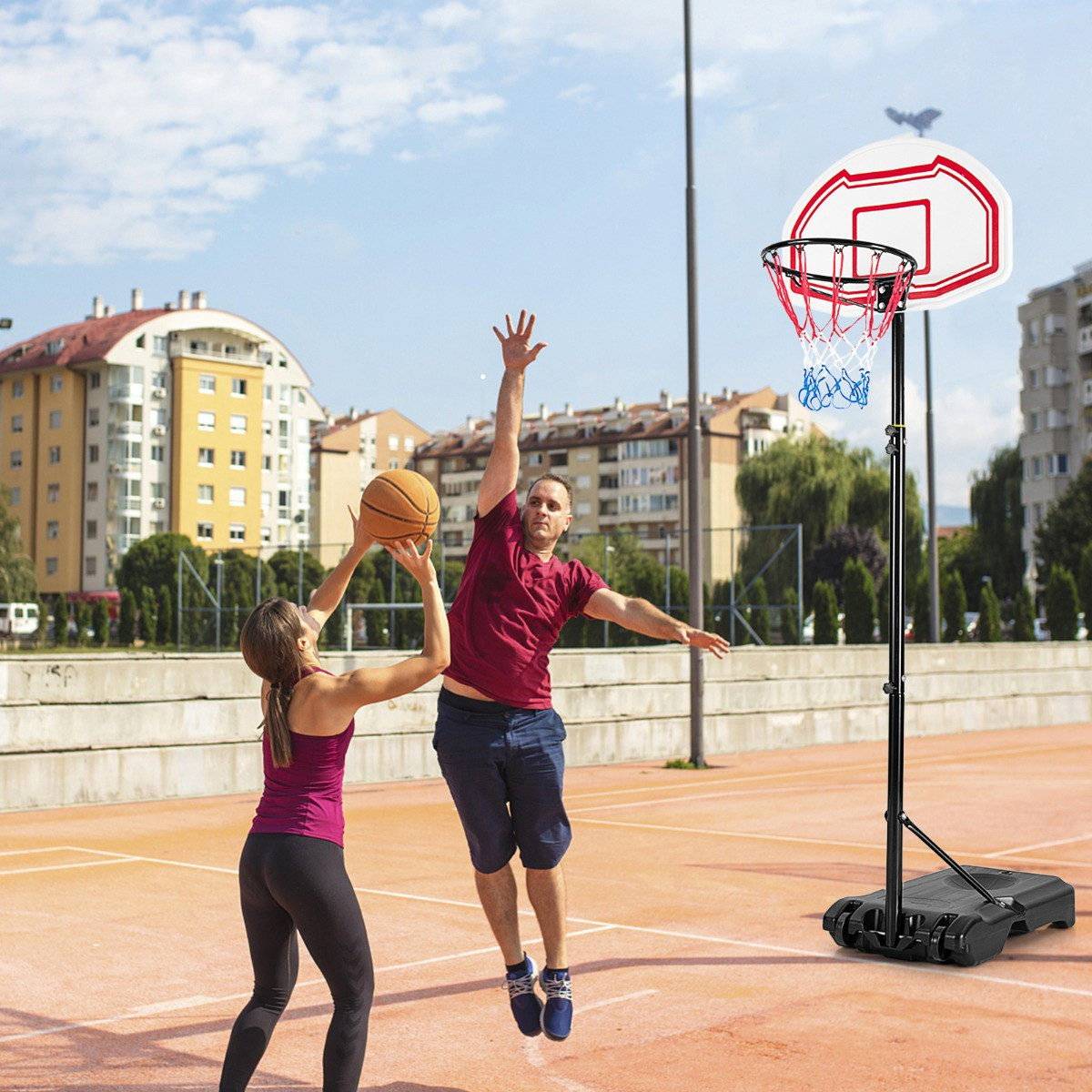 Basketkorg, justerbar 1,5–2,1 m, fyllbar bas