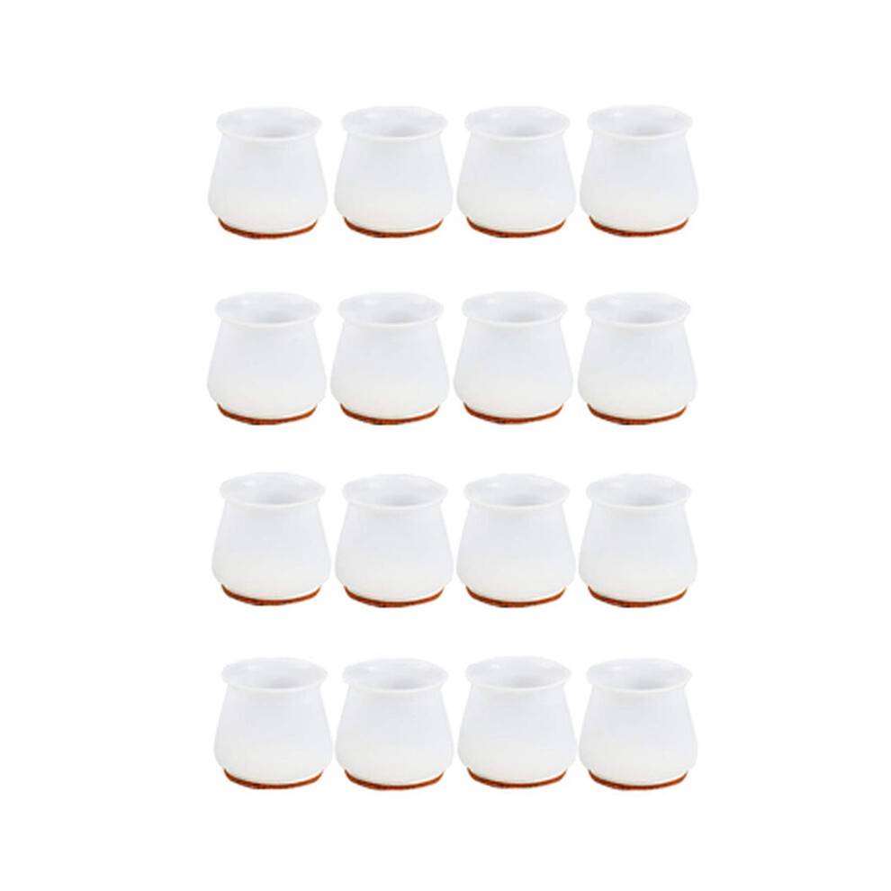 Silicone Chair Leg Caps with Pads - Free Moving Table Leg Covers, 16 Pcs Stool Leg Protectors - Transparent White