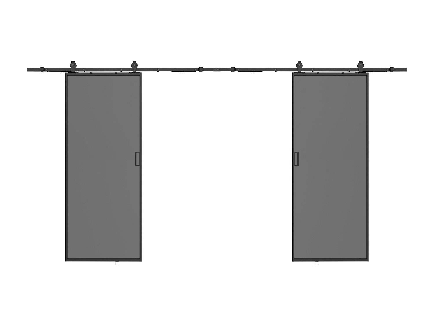 Dubbel skjutdörr med utanpåliggande system - aluminium och rökfärgat frostat härdat glas - 2 x H205 x B73 cm - LINCI II