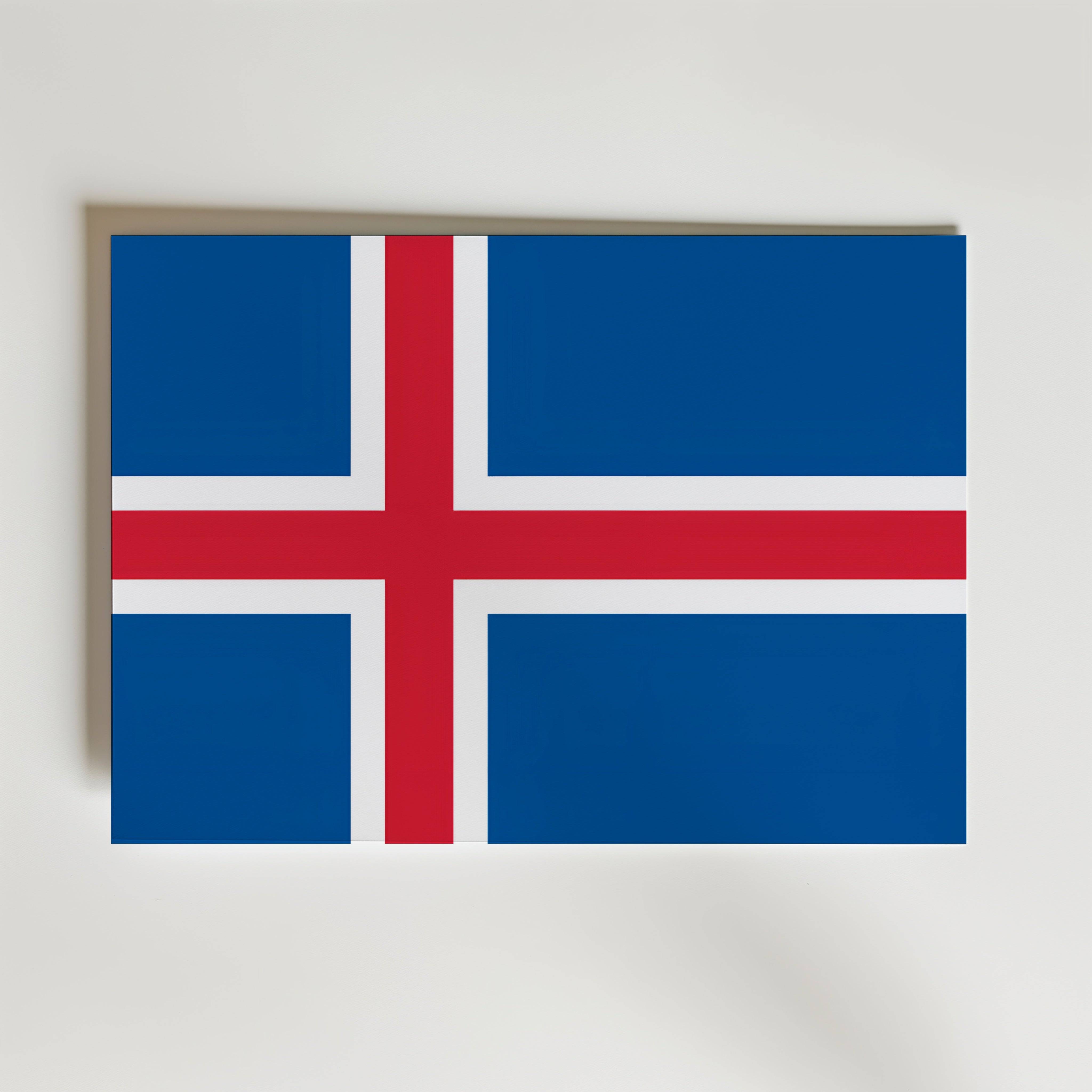 Iceland National Flag Poster - Canvas 100x70 cm