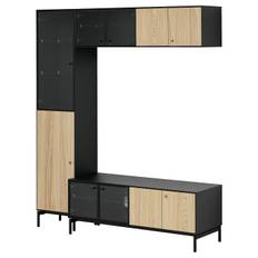 BOASTAD tv-möbel, kombination, svart/ekfaner, 163x42x185 cm