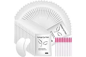 URAQT Eye Pads Ögonfransförlängning, 50 par ögonfransfransförlängningsskydd med 10 st ögonfransborste, ögonfransförlängning Ögonkuddar Luddfri ögongelplåster för ögonfransförlängning