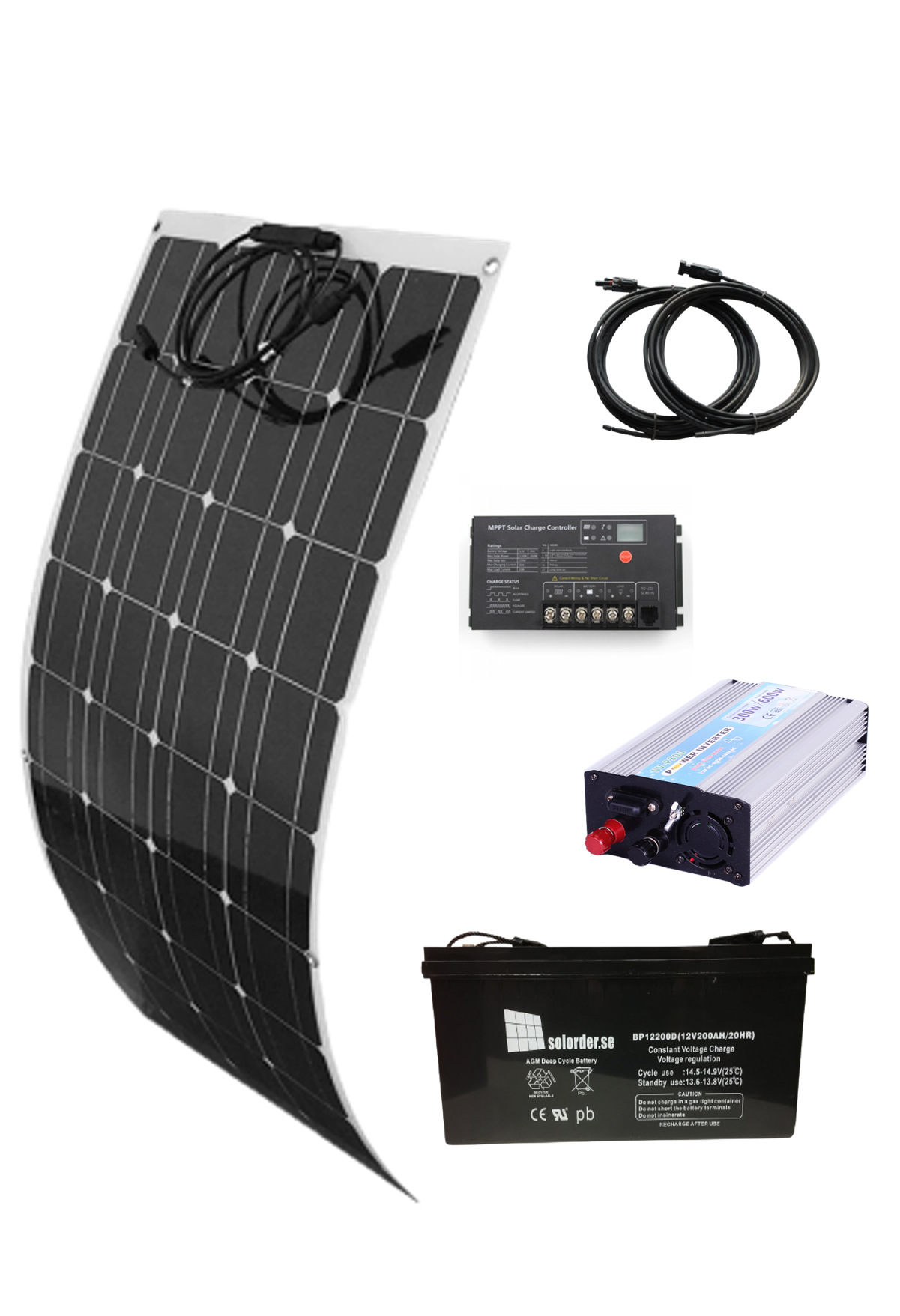 Solpaket nödel - Small - 230V 300W 100Ah