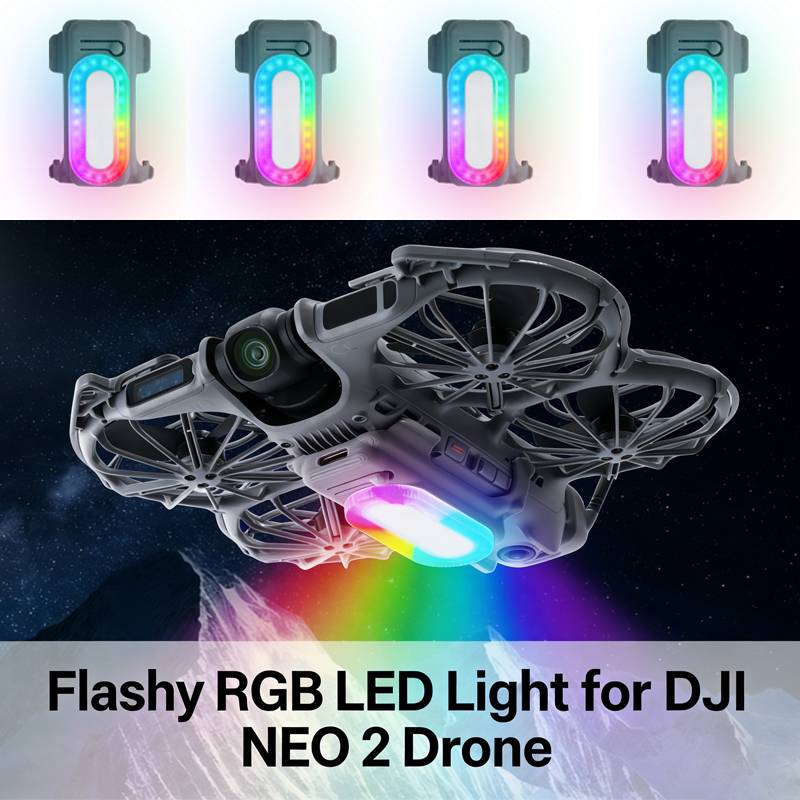 Flashy RGB LED Light for DJI NEO 2 Drone, Rechargeable Spotlight Nav Light Belly Lamp Night Flight Landing Accessories Kit
