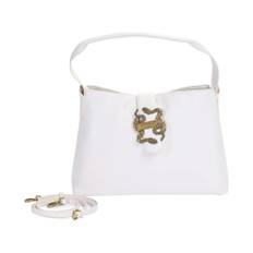 Just Cavalli, Tasker , Dame, Hvid, ONE SIZE, Uld, Ikonisk Slange Hobo Taske i Hvid