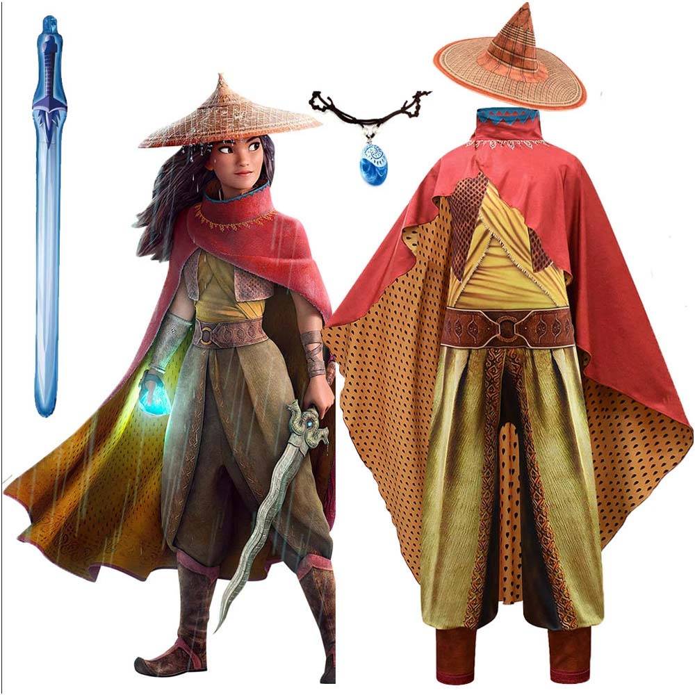 Ny Film Raya och den Sista Draken Barn Cosplay Legend Halloween Kostym Raya Helkroppsdräkt Fint Set Barn Performance Kostym 110cm