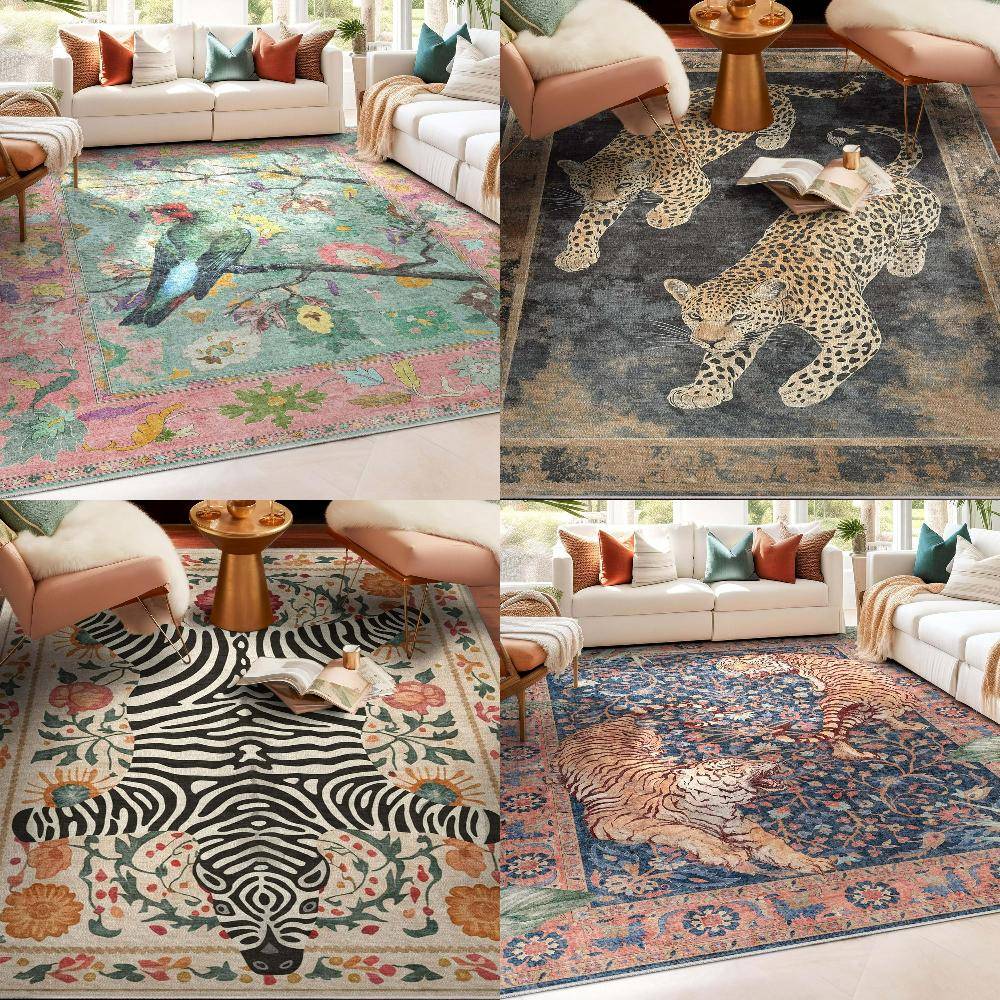 Elegant Vild Afrikansk Djurmatta Klassisk Vardagsrumsinredning Matta Vintage Zebra Gepard Sovrumsmatta Hall Soffa Mjuk Matta