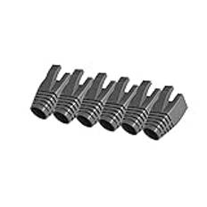 50 Pcs Cat7 Cat7A Cat8 Strain Relief Boot, RJ45 Plug Connector Cover Modular Network Plug Connector Cap Cable Connector Boots, DarkGrey