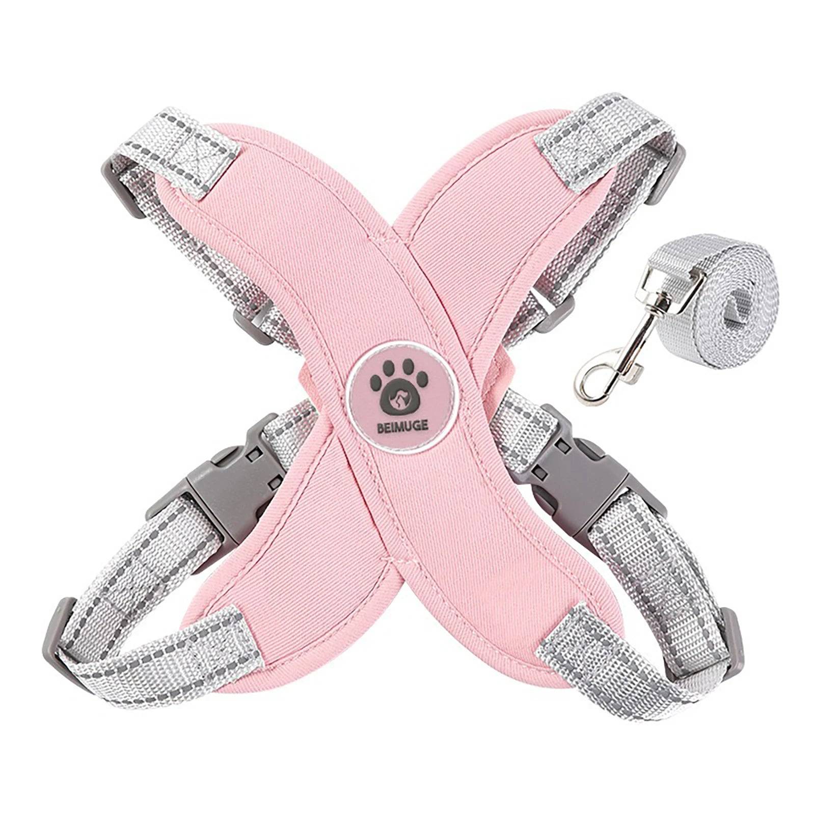 X-Shape Escape-Proof Dog Harness Vest with Leash - Pink / S (S)