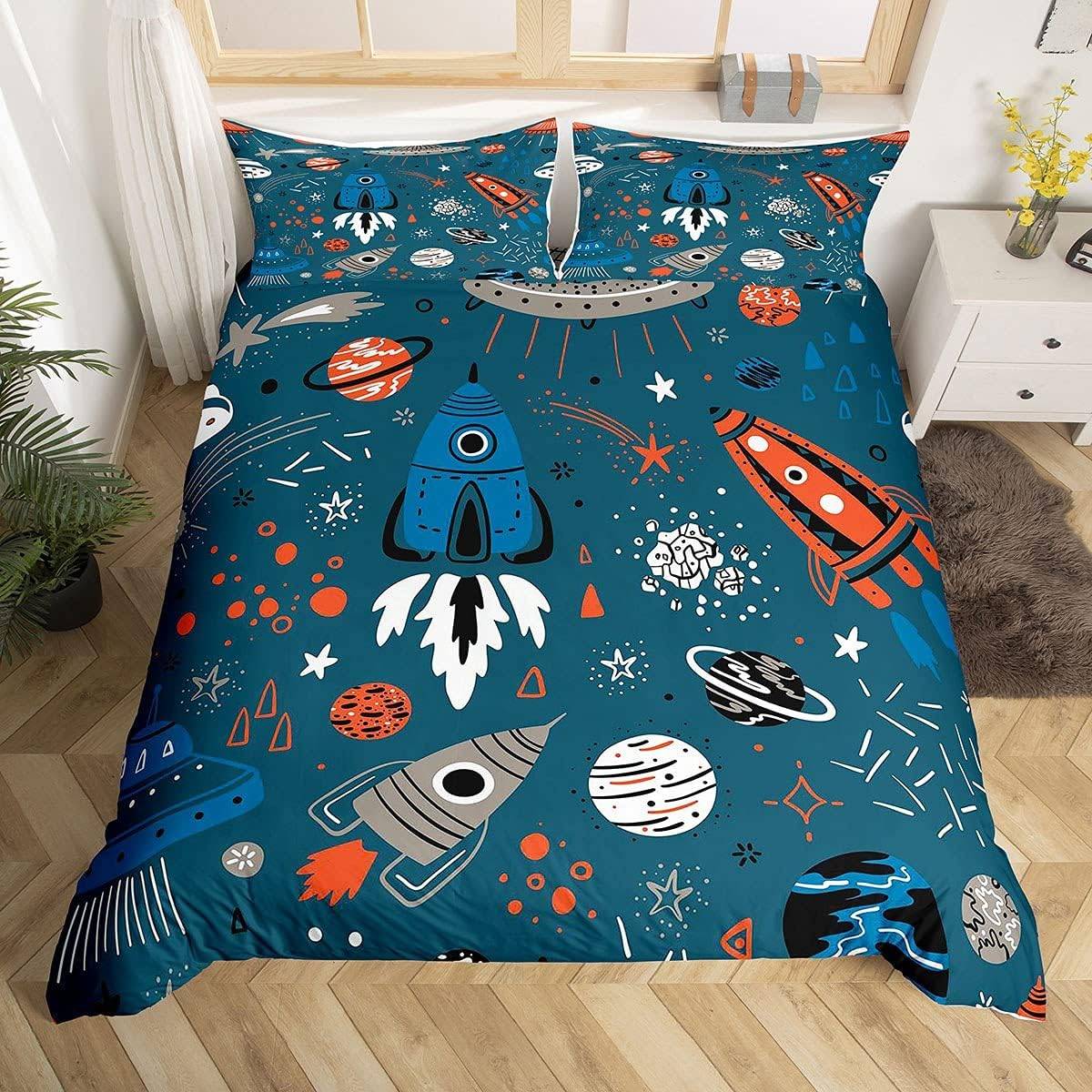 Ytterrymden Sängklädesset, Barn Barn Solsystem Täcke Örngott Universum Planeter Påslakan Astronomi Vintergatan Sängklädesset 180x210cm