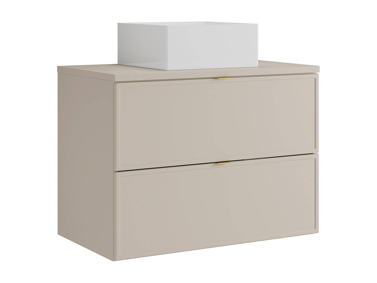 Svævende badeværelsesmøbel med fritstående firkantet vask - Beige - 80 cm - ONDIL