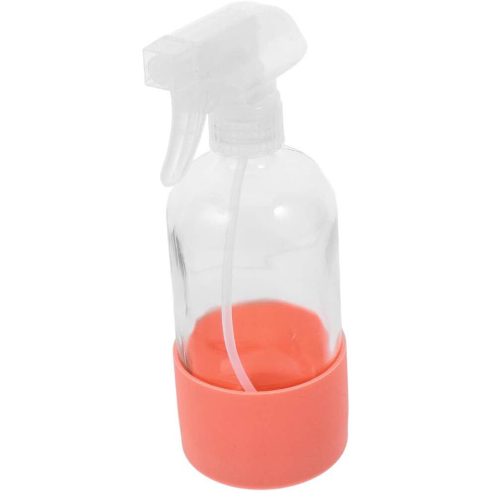 Påfyllningsbar sprayflaska i glas med rosa silikonhylsa, 500 ml bärbar liten sprayflaska