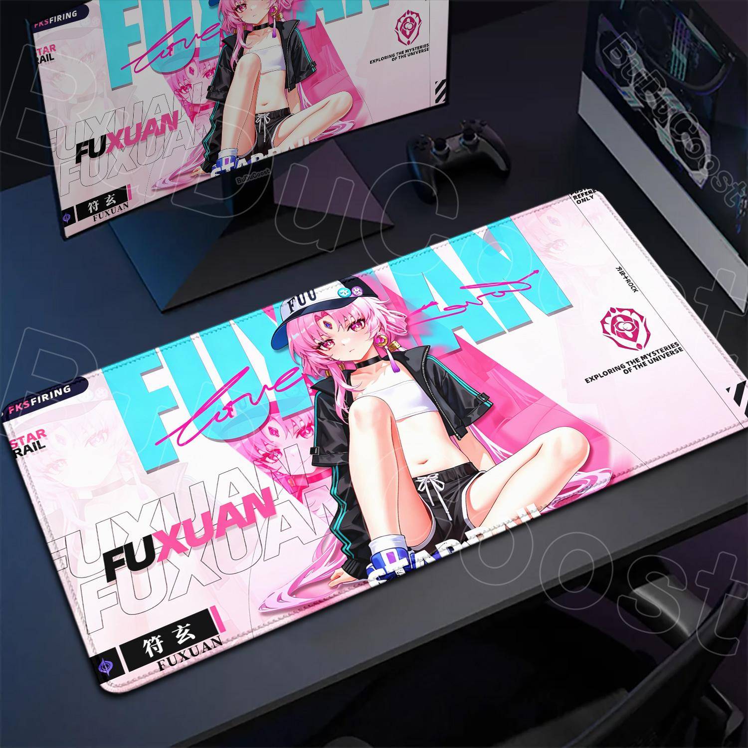 Rosa Anime-flicka Tangentbordsmatta Musmatta 900x400mm Honkai Star Rail FuXuan Musmatta HD-tryck Laptopmattor Gummi Speltillbehör