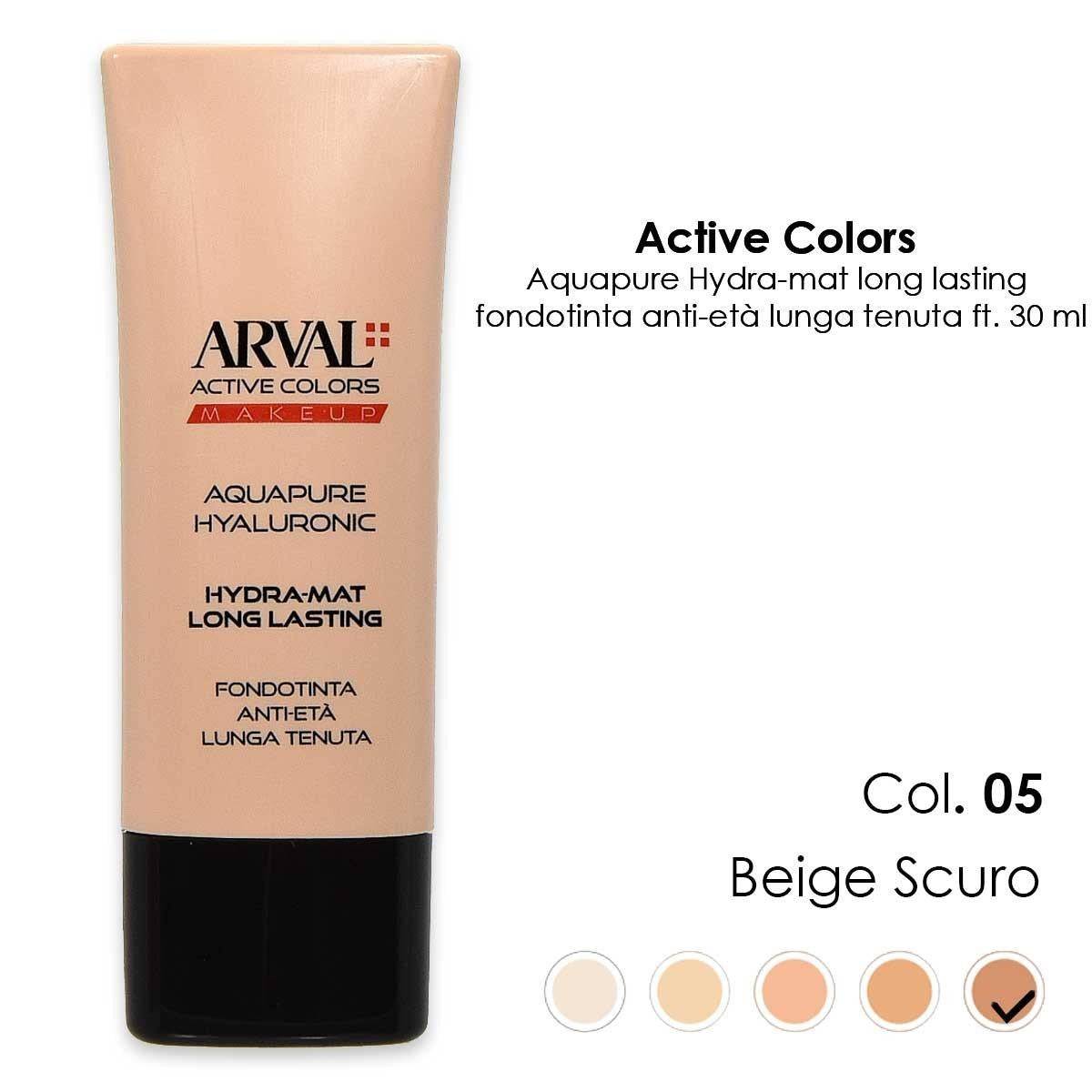 Arval Aquapure Hyaluronic - Hydra-Mat Long Lasting N. 05 - Beige Scurofondotinta Anti-Età Lunga Tenuta Ft 30Ml