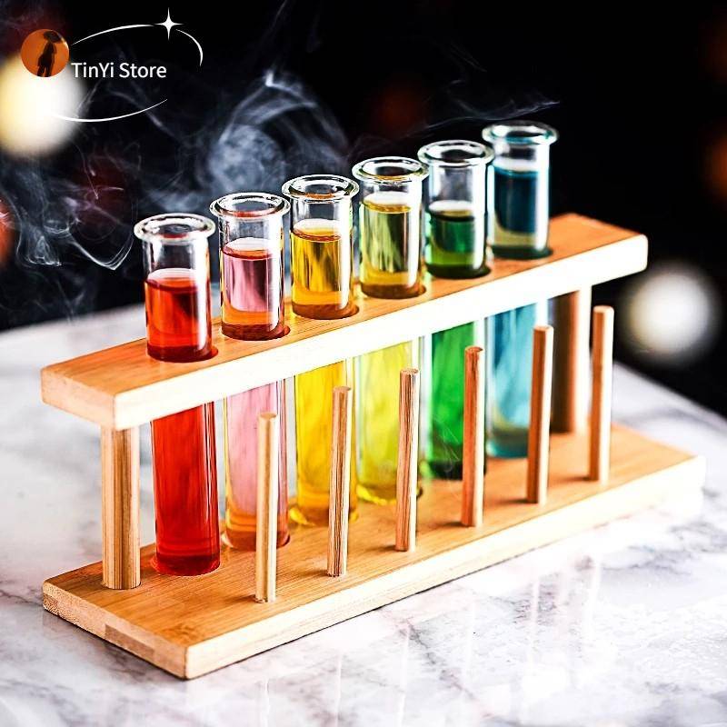 6-delars set provrörscocktailglas med gratis ställ. Bar KTV nattklubb hemmafest shotglas tipsy hållare vinglas
