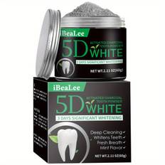 TEMU Ibealee 5d White Charcoal Teeth Whitening Powder, 60g/2.11oz - & Safe Dental Whitener, Deep Cleaning For Smile, Fresh Mint Flavor, For A Oral Care