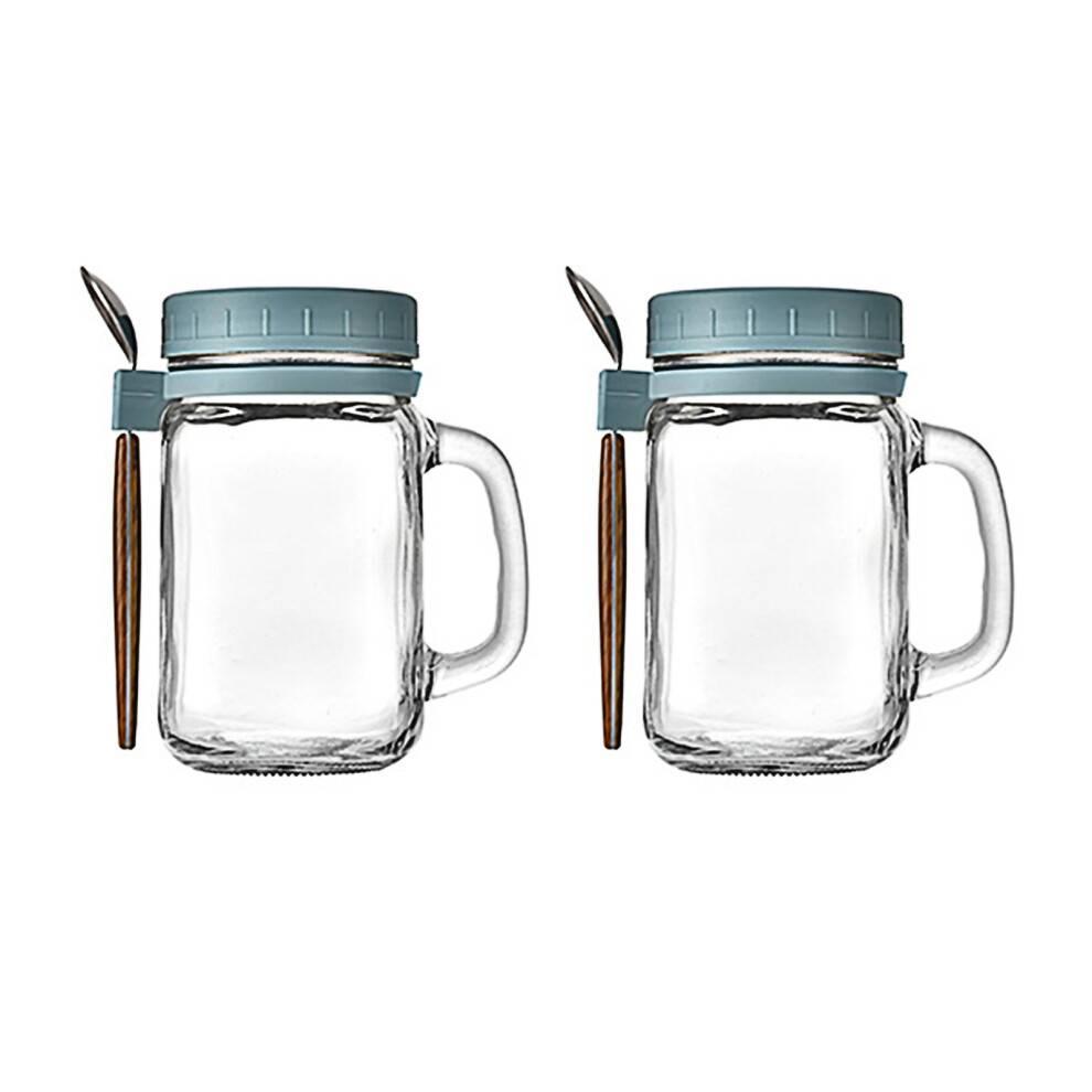 Genanvendelige Mason Jar-krus, sæt med Mason Jars med låg til multifunktionel brug, 16oz glaskopper med lækagesikre låg, ideel til hjem og kontor