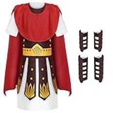 AYBUY Gladiatorkostym för barn med tunika, arm- och benskydd, 5-delad gladiatordräkt med samurajsvärd, lämplig för karneval, halloween, temafester, XL