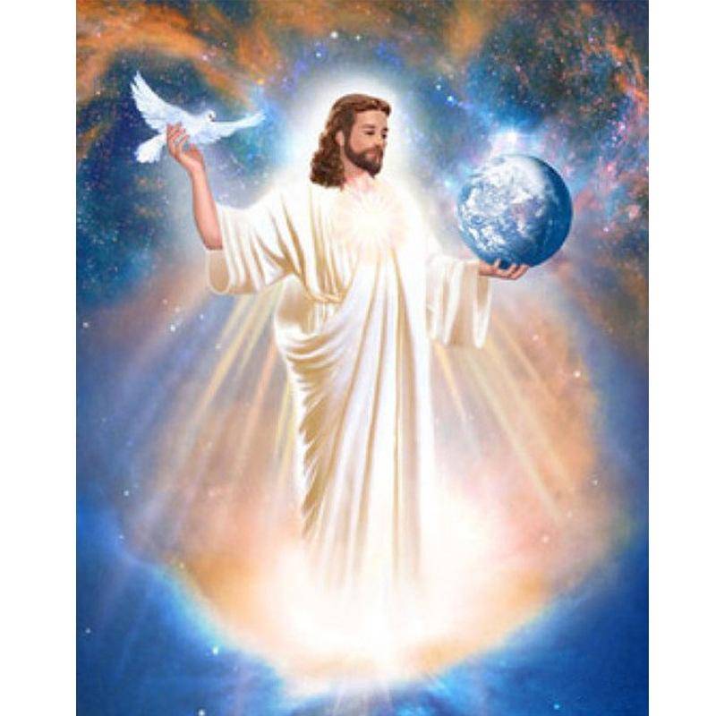 Diamantbroderi 5D Gör-det-själv-diamantmålning Religion Jesus&earth Ikoner Korsstygn Diamantmålningar 40X50CM