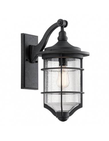 ROYAL MARINE Udendørs væglampe i aluminium og glas H46,2 cm 1 x E27 - Antik sort/Klar med dråbeeffekt