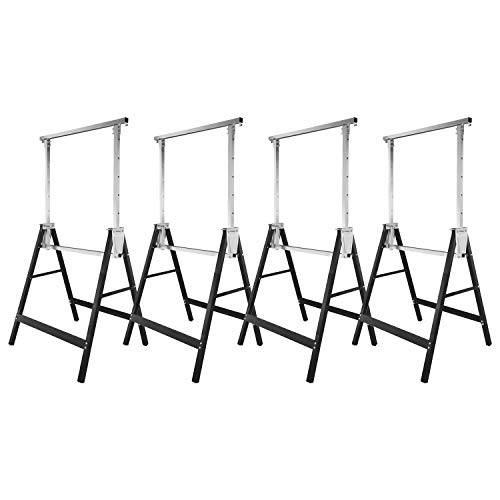 Jopassy Set med 4 byggnadsställningar bockar, arbetsbock, bärkraft 200 kg, 7-vägs vikbockar, höjdjusterbara 80–130 cm, metall, arbetsbockar, ställningsbock