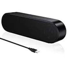 ZETIY USB-högtalare för PC-skrivbord, USB-driven datorhögtalare trådbunden mini soundbar laptophögtalare bärbar ljudstång för telefon/kassaräknare (svart)