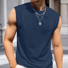 Men&#39;s Fashionable Sleeveless Tank Top, Lightweight And Casual Summer T-Shirt, Sporty Undershirt, Essential For Workout, Running, Golf, Fishing, Basket - Blue - L,M,S,XL,XXL