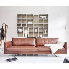 Montis Axel sofa - 246cm - Rancho Læder - Sienna / medestel børstet
