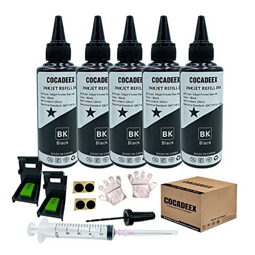 COCADEEX 5 flaskor svart färg bläck påfyllningssats kompatibel med Canon Pixma skrivare bläckpatroner PG-575XL PG-545XL PG-560XL PG-540XL PG-512 PG-510 PG-830 PG-40 etc.