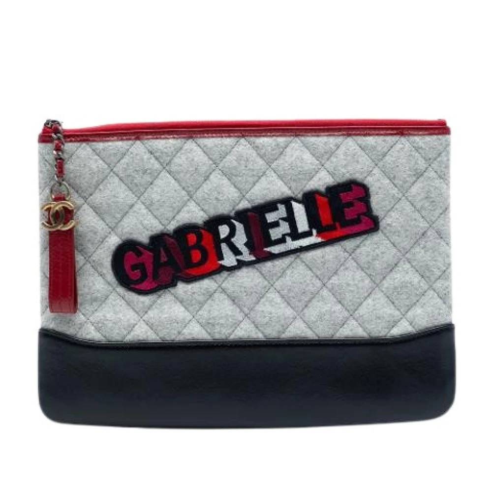 Chanel Vintage Pre-owned Gabrielle Clutch - Vintage - Dame - Grå - ONE SIZE - Uld