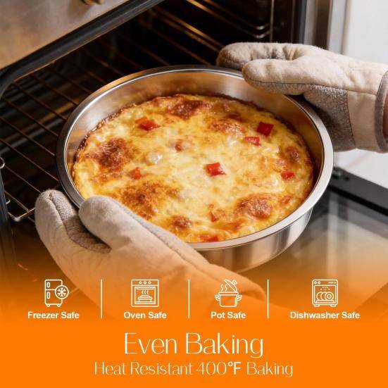 Rostfria kakformar Runda bakformar för ugn Airfryer Tryckkokare Stapelbara Mångsidiga Bakredskap för Kakor Pizza Ångade Rätter gray