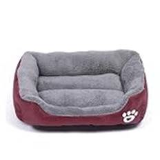 All-Season Square Dog Sleeping Bed Mat Mjuk Bomull Full Fyllning Elastisk Pet Cat Sofa Mat(Wine red,XXL-95x72cm)