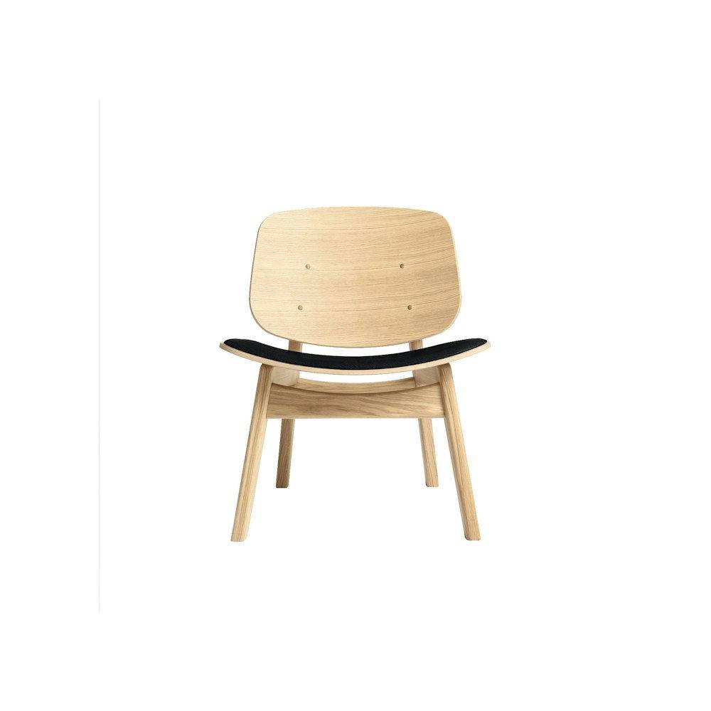 Ro Collection Pandora Lounge Chair Upholstered Seat Standard Leather Black Soaped Oak