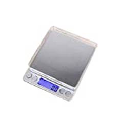 Jueshanzj elektronisk hög precision upp till 0,1 G/0,01 G hushållsvåg matvåg med stor LCD-display robust rostfritt stål ultratunn köksvåg silver 1 kg/0,1 g