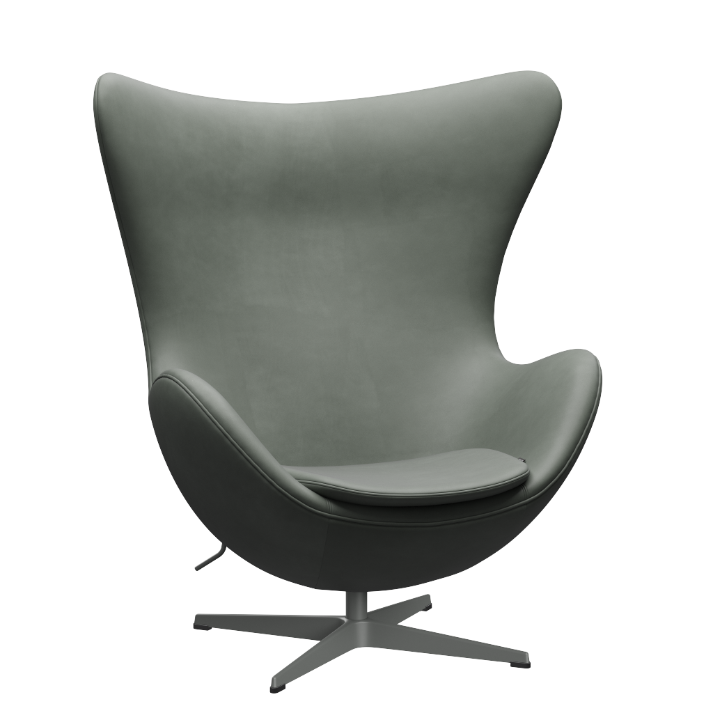 3316 Ægget loungestol, stel i silver grey af Arne Jacobsen Grace læder - Concrete Grey - Jacobsen Plus
