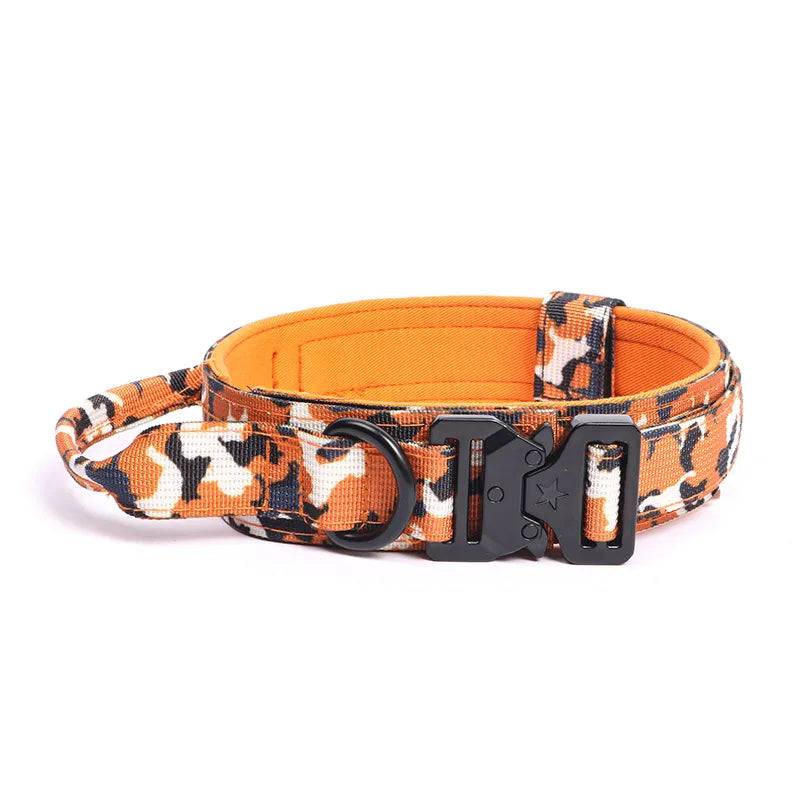 Durable Nylon Dog Collar & Leash Set for Large Dogs - Orange Camouflage / L-suit 23-33kg / SPC (L-suit 23-33kg)