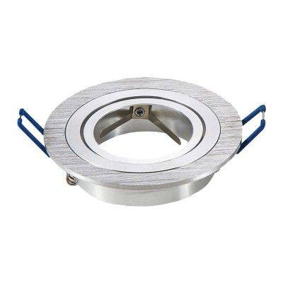 MR16 eller GU10 Downlight-kit - Utan ljuskälla, borstad aluminium, Hål: Ø7,5 cm, Mått: Ø9,1 cm - Fatning : GU10
