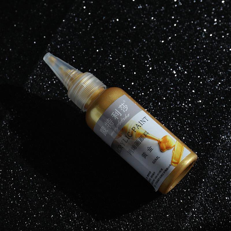60 ml guldfärg metallisk akrylfärg vattentät ej blekt självmålade pigment mässing