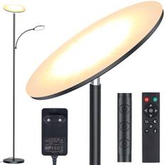 42W golvlampa vardagsrum, 4200LM LED takstrålkastare med läslampa Dimbar 2700K-6500K Steglös dimning, fjärrkontroll & touchkontroll, superljus modern golvlampa för vardagsrum sovrum kontor
