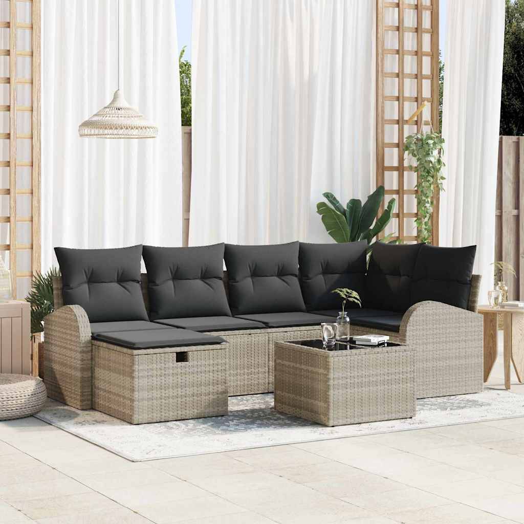 vidaXL Sofa Sæt 7 stk. Lysegrå polyrattan