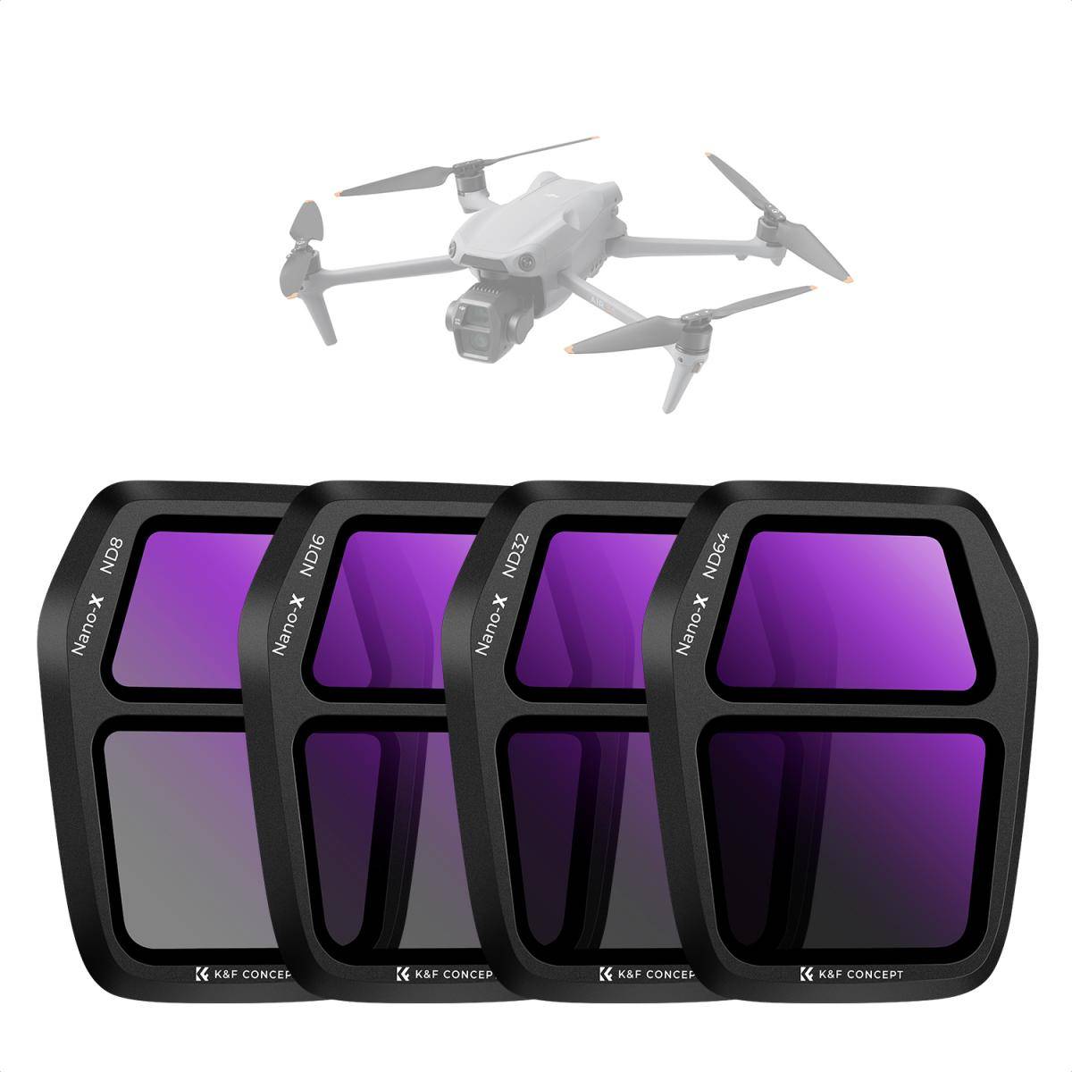 KENTFAITH ND Filter Set for DJI Air 3S, ND8 + ND16 + ND32 + ND64 Neutral Density Light Reduction Filters, HD Optical Glass / Multi-Coated Drone Accessories